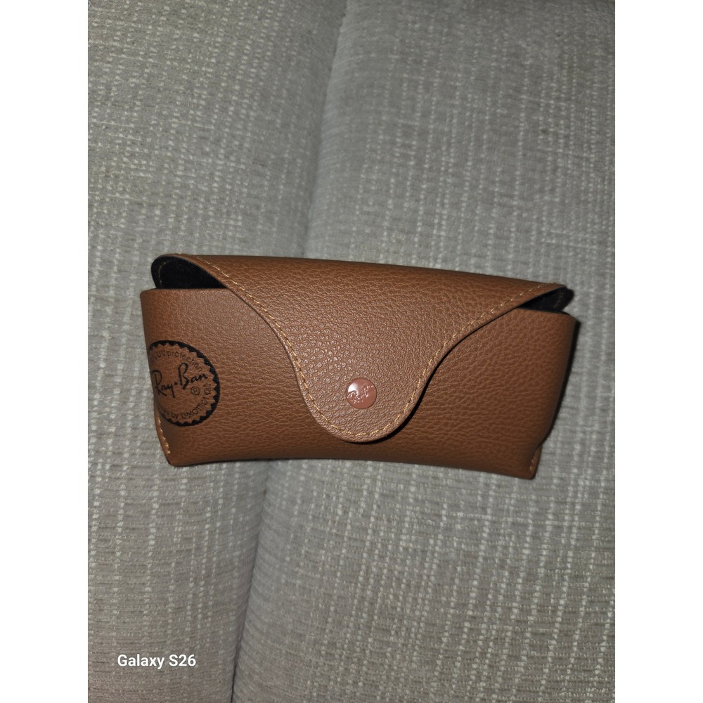 B8. Ray-Ban Sunglasses Case Brown Faux Leather Snap Closure Protective Pouch